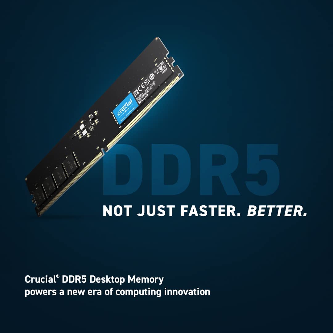 Crucial CT16G56C46U5 16GB DDR5 5600MHz (or 5200MHz or 4800MHz) Desktop Memory Crucial CT16G56C46U5 16GB DDR5 5600MHz (or 5200MHz or 4800MHz) Desktop Memory